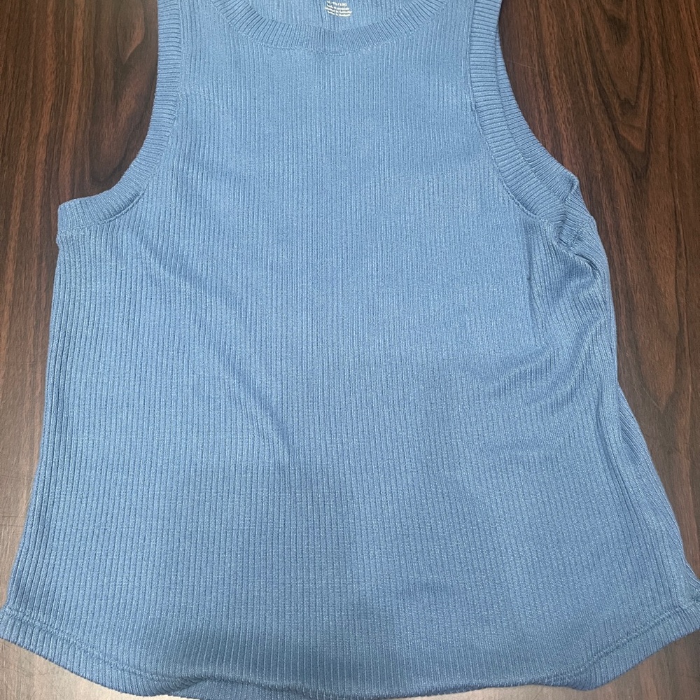 American Eagle Outfitters Sky Blue Ribbed Tank Top